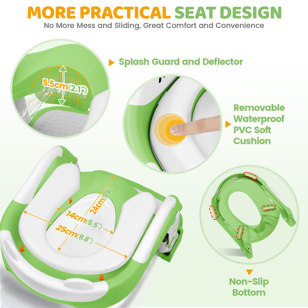 Orzbow Potty Training Seat anti-slip-feet ensures secure grip on bathroom floors.