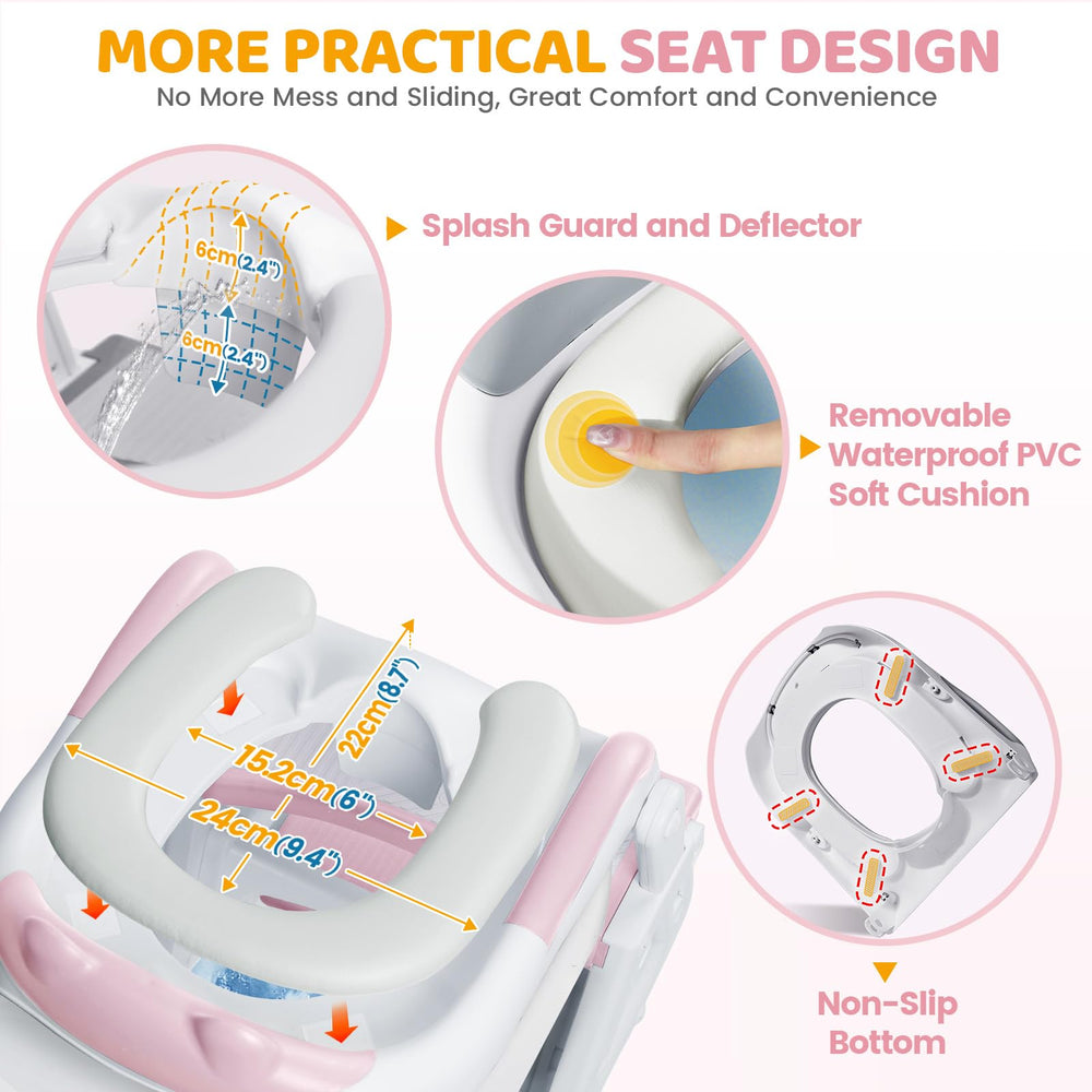 Orzbow potty training seat footrest with anti-slip padding supports toddler stability.