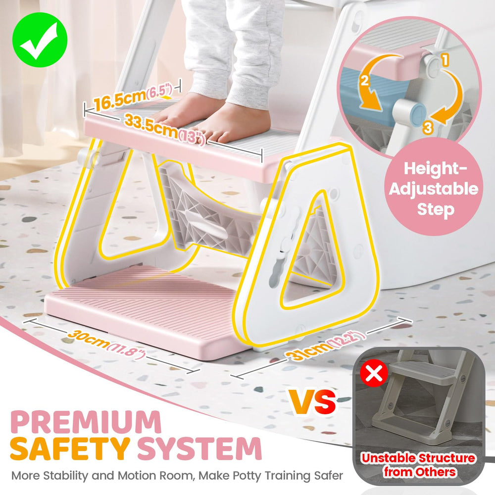 Orzbow potty training seat ladder base with anti-slip feet prevents movement during use.