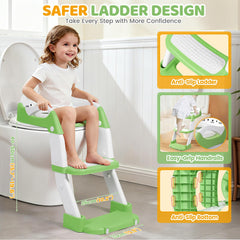 Orzbow Potty Training Seat toddler-on-seat demonstrates comfy cushion for gentle seating.