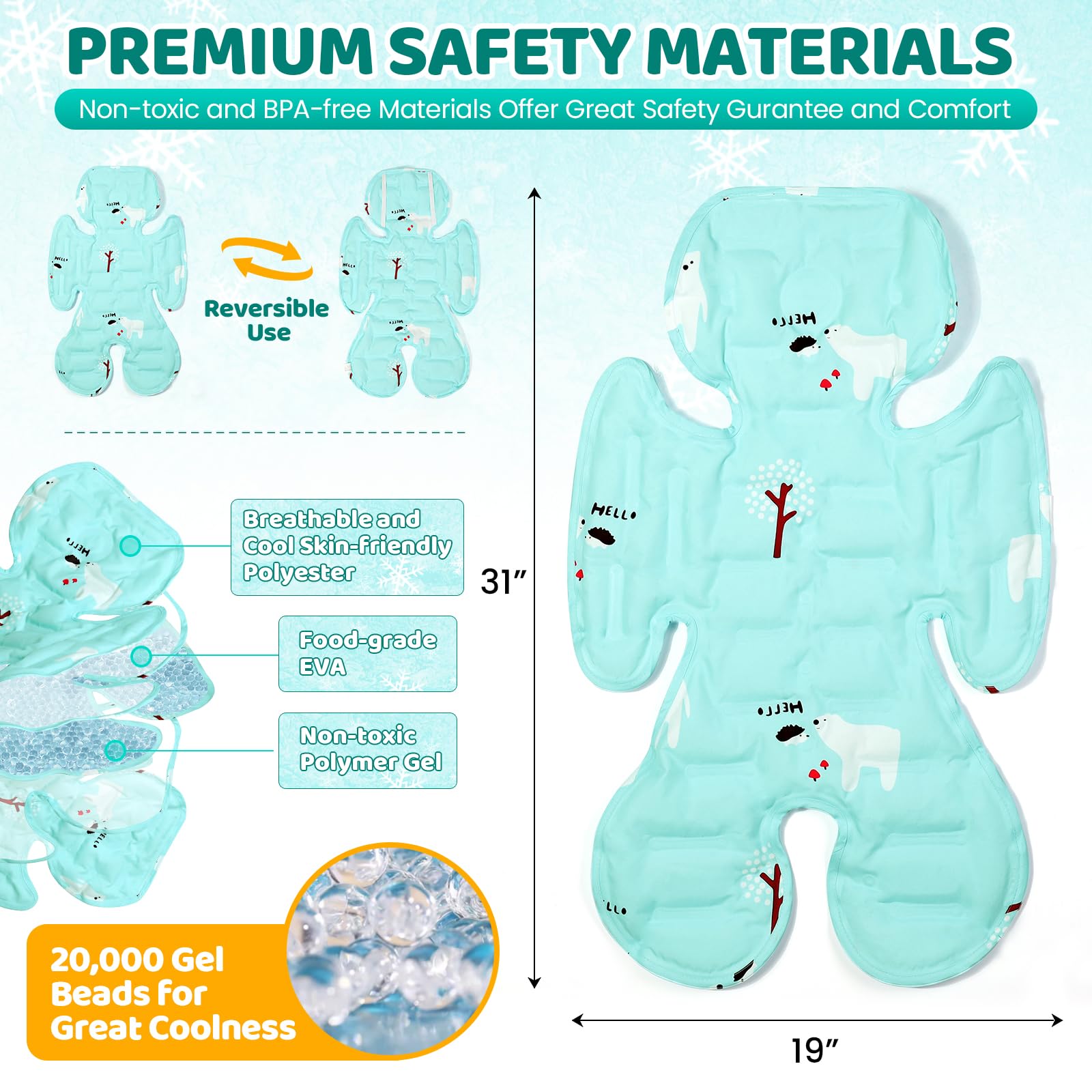 Orzbow reversible design shown with two skin-friendly sides for versatile cooling.