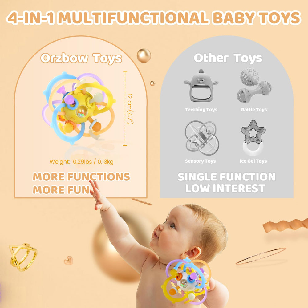 Orzbow sensory teething toy rattle sound helps calm restlessness