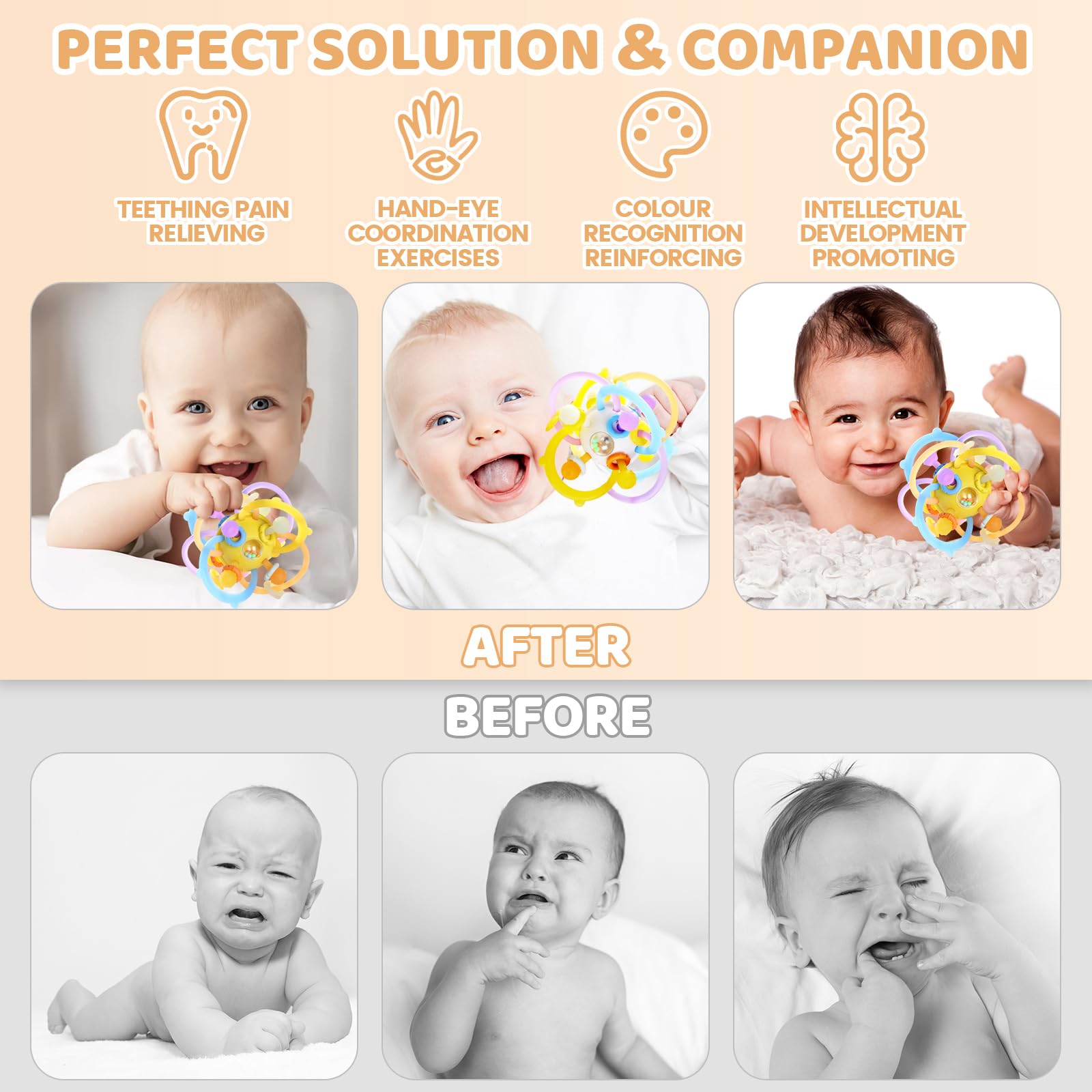 Orzbow sensory teething toy lightweight and giftable for babies
