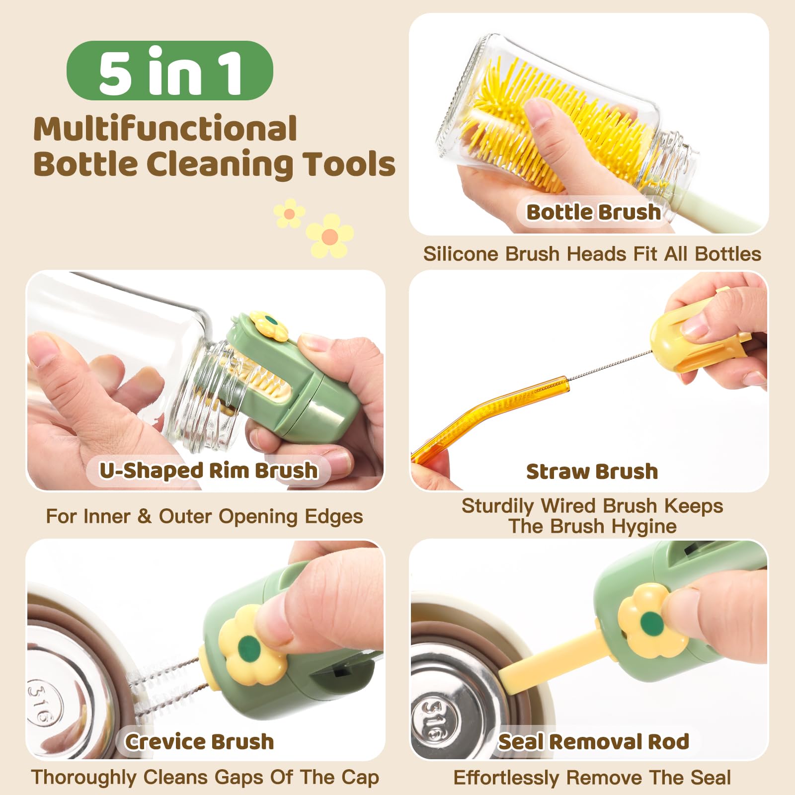 Orzbow silicone bottle brush shows soft bristles for gentle bottle care.