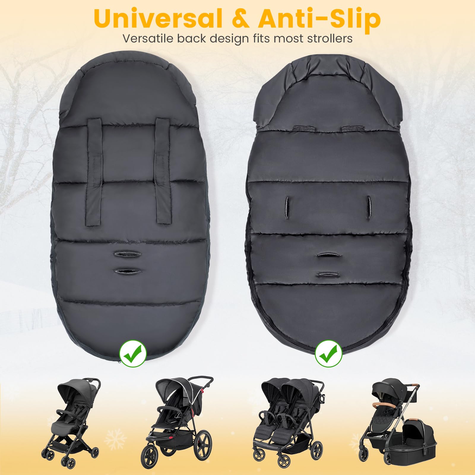 Orzbow bunting bag two-way zipper enables quick diaper changes without removing the cover