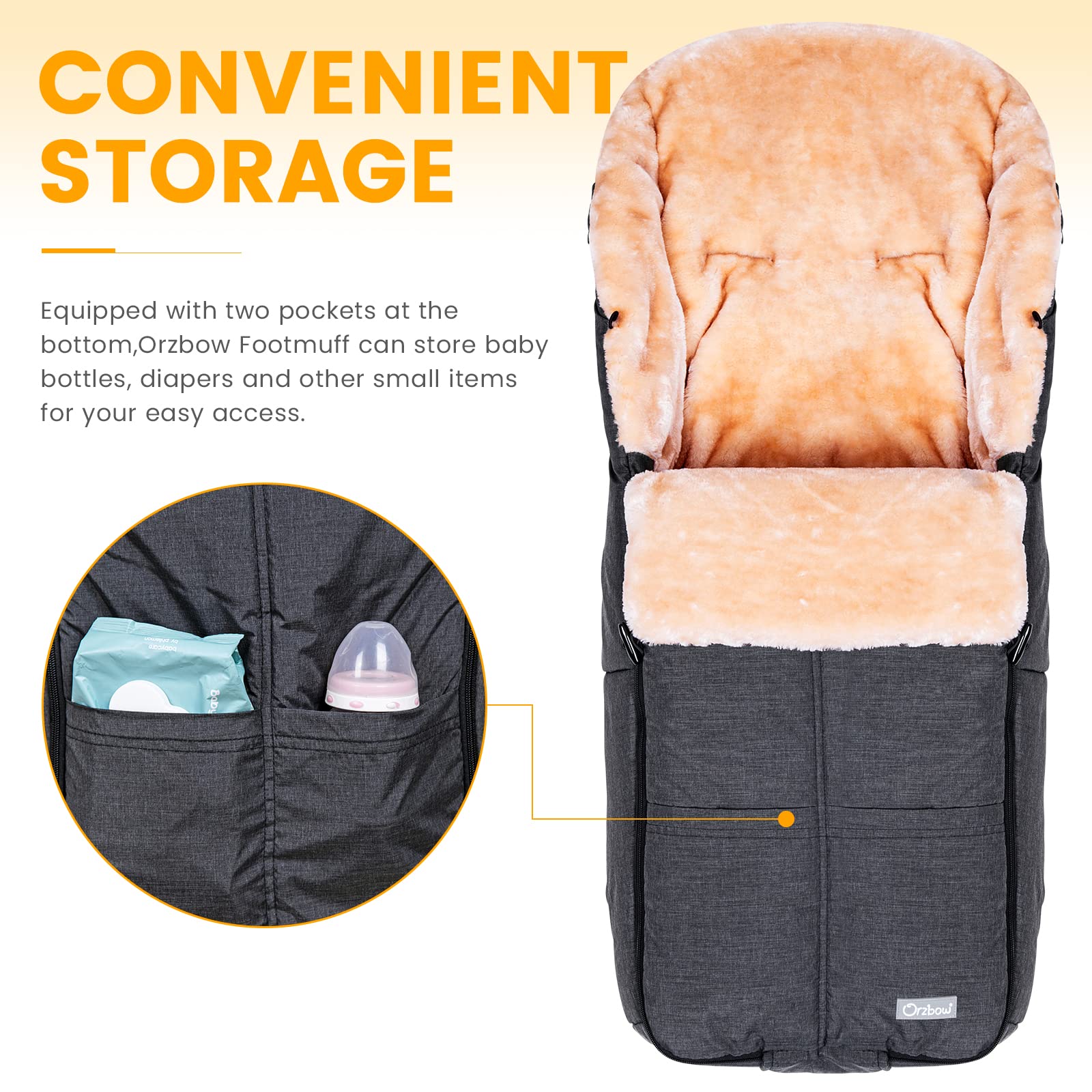 Orzbow stroller footmuff detachable-design switches from blanket to liner in seconds.