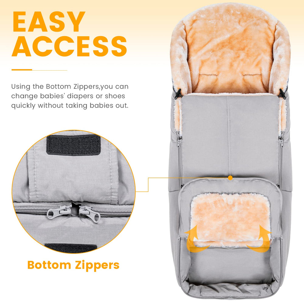 Orzbow Stroller Footmuff detachable design converts to a warm blanket for versatility.