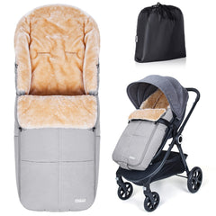 Orzbow Stroller Footmuff faux sheepskin close-up showing plush warmth and breathable insulation for cold days.