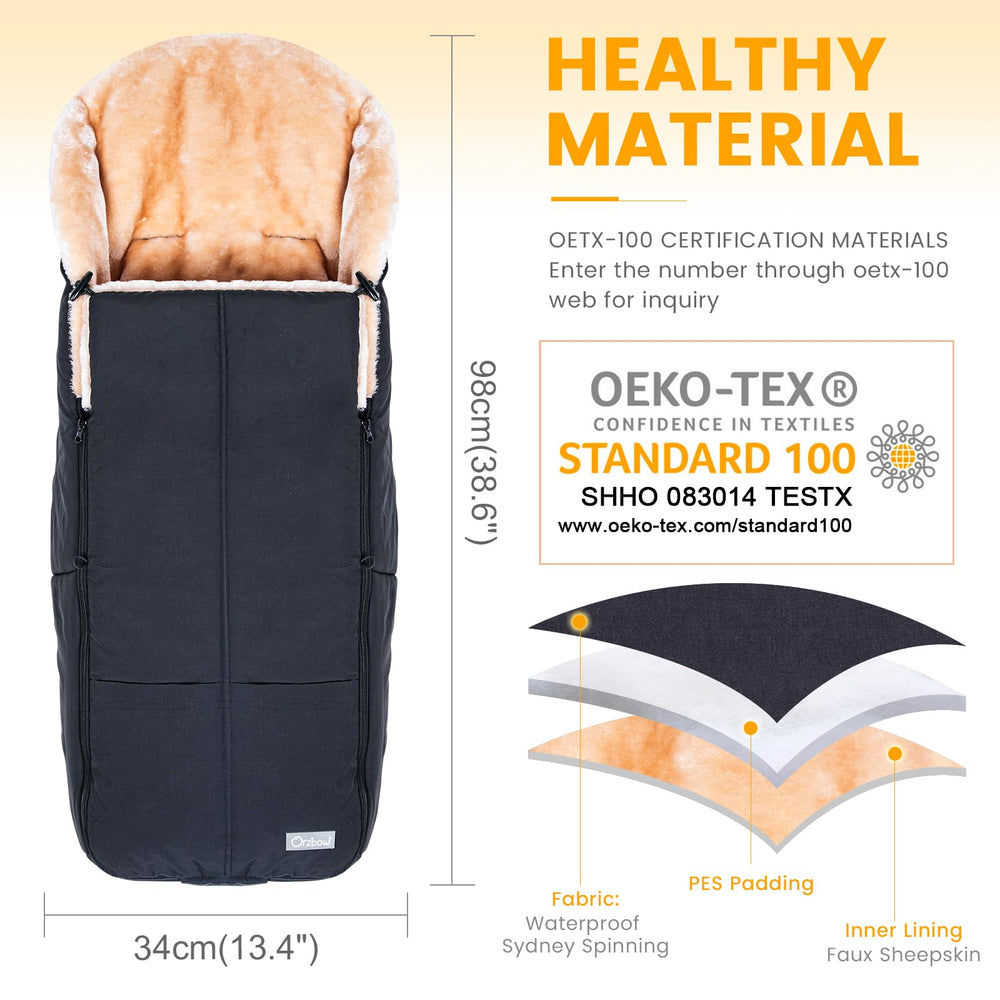 Orzbow footmuff storage bag helps keep components neatly stowed.
