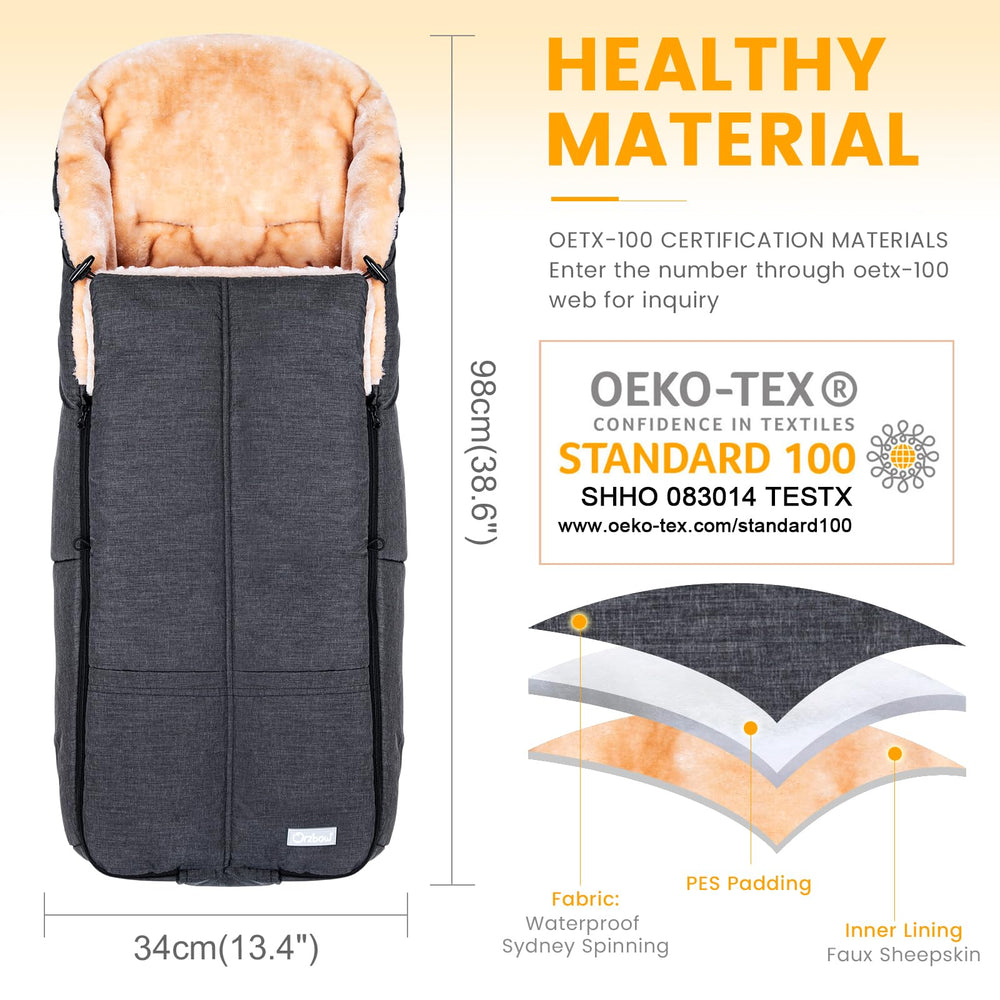 Orzbow stroller footmuff storage-bag keeps essentials neatly tucked away.