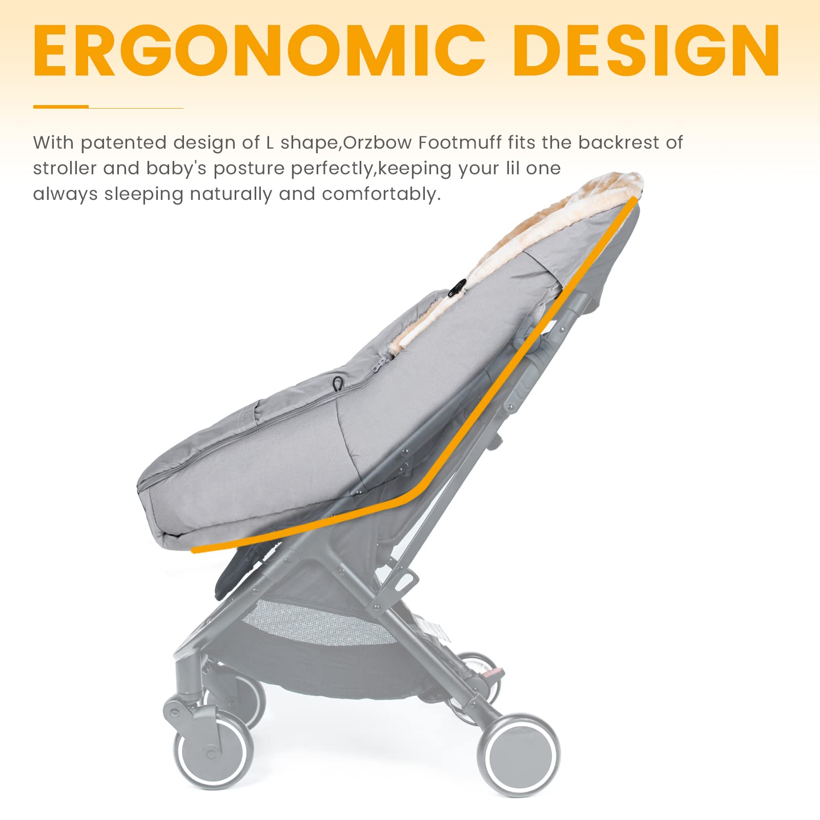 Orzbow Stroller Footmuff two-way zipper access enables quick changes without waking baby.