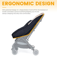 Orzbow footmuff two-way zipper closeup enables quick diaper changes on the go.