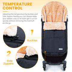 Orzbow stroller footmuff universal fit straps ensure secure coverage on most strollers.