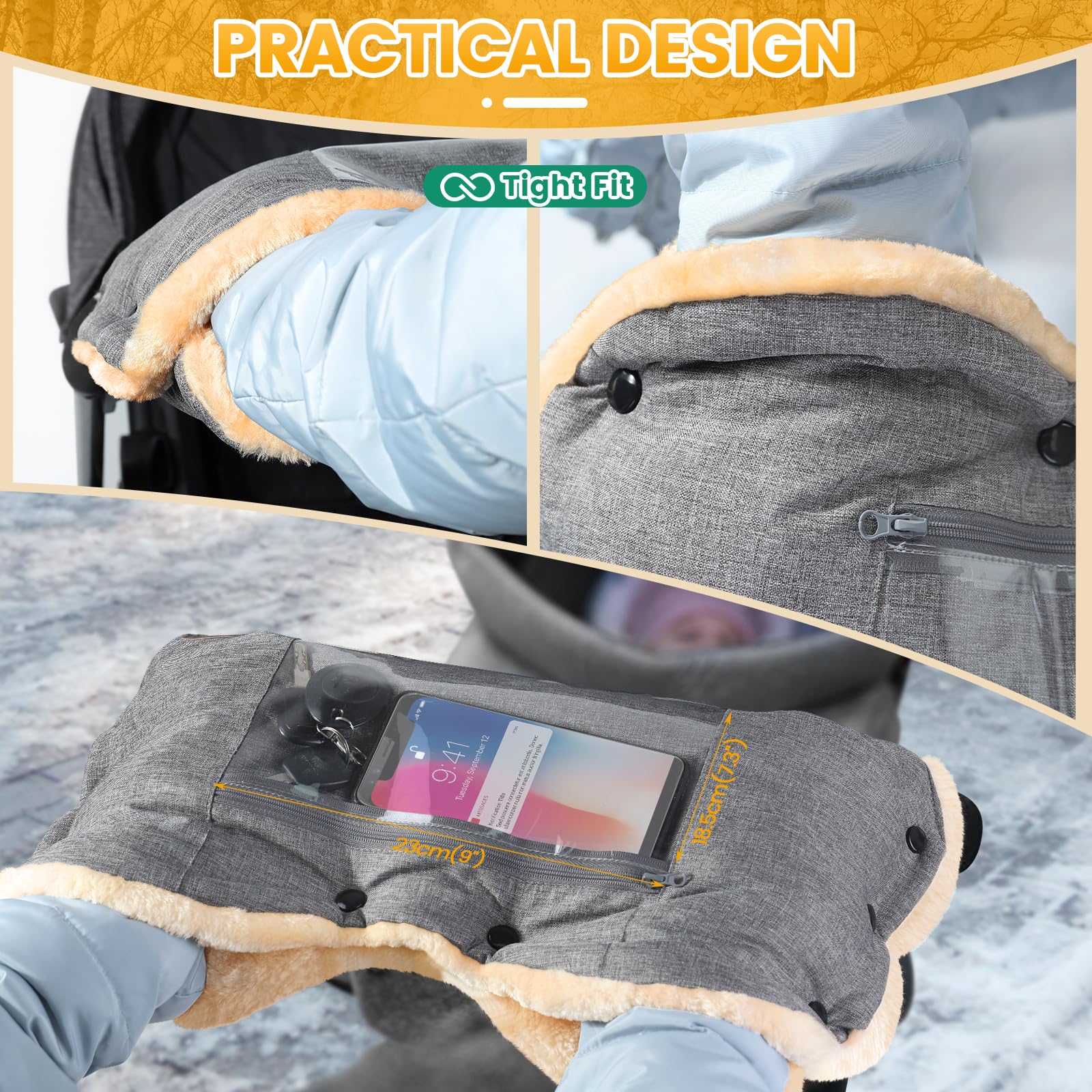 Orzbow-stroller-gloves-collapsible-storage depicts easy compact storage when not in use.