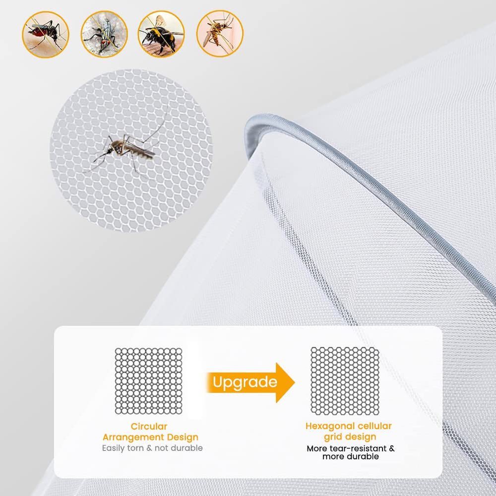 Orzbow stroller net with two-way zipper enables easy baby access without removal.