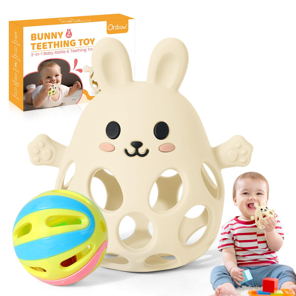 Orzbow teething mitten candy-design captivates babies during soothing play.