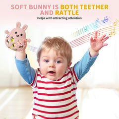 Orzbow pink textured teether surface aids chewing comfort.