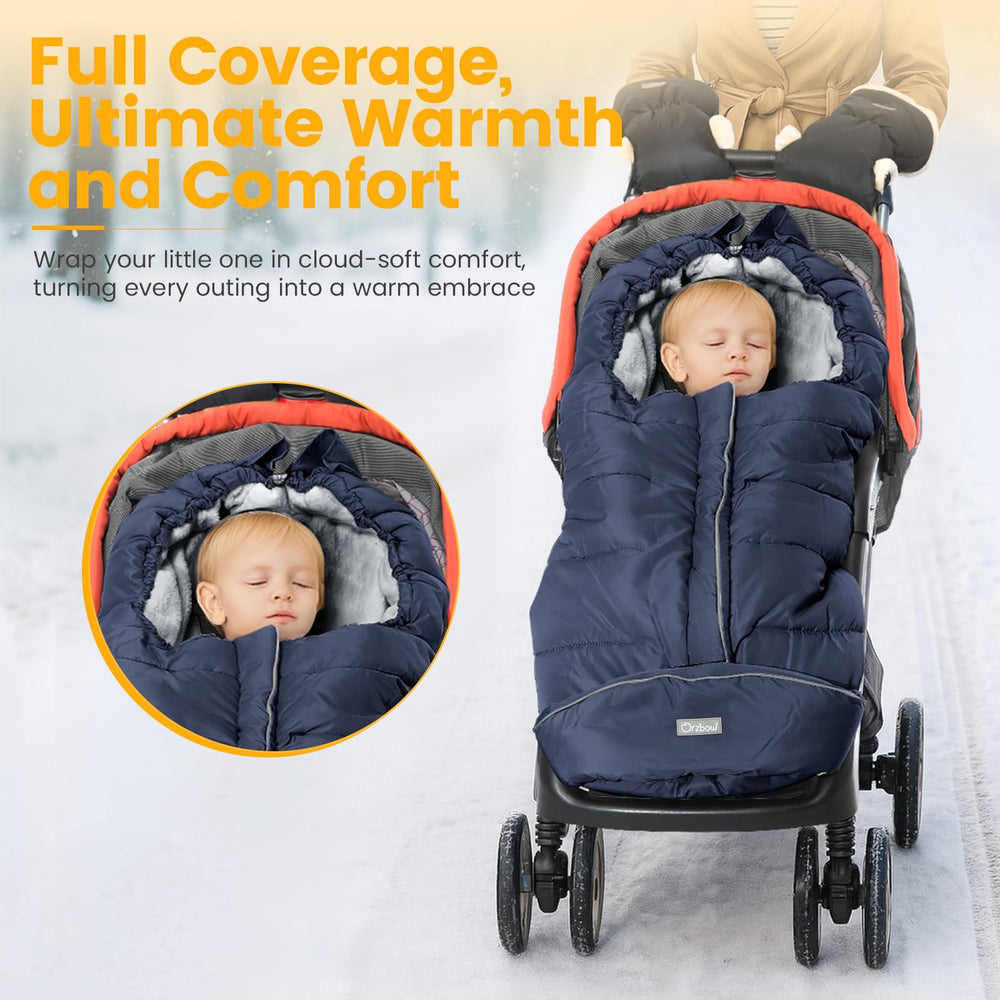 Orzbow toddler footmuff waterproof pongee blue protects baby against wind
