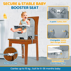 Orzbow travel booster seat folds in seconds for easy transport at restaurants or camping.