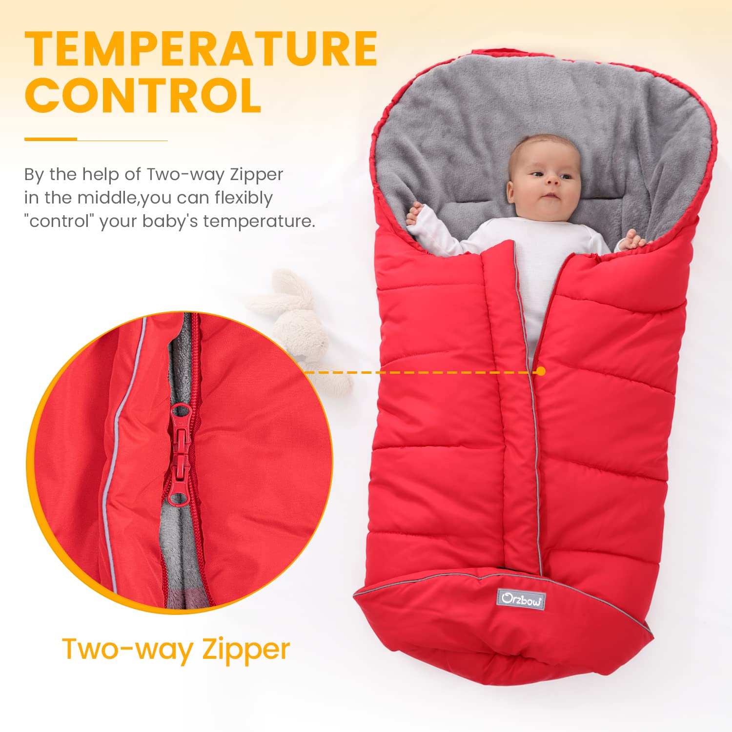 Orzbow triple-layer insulation keeps baby cozy on cold walks.