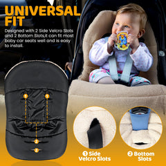Orzbow universal car seat cover with harness slots demonstrates compatibility with 3- and 5-point systems