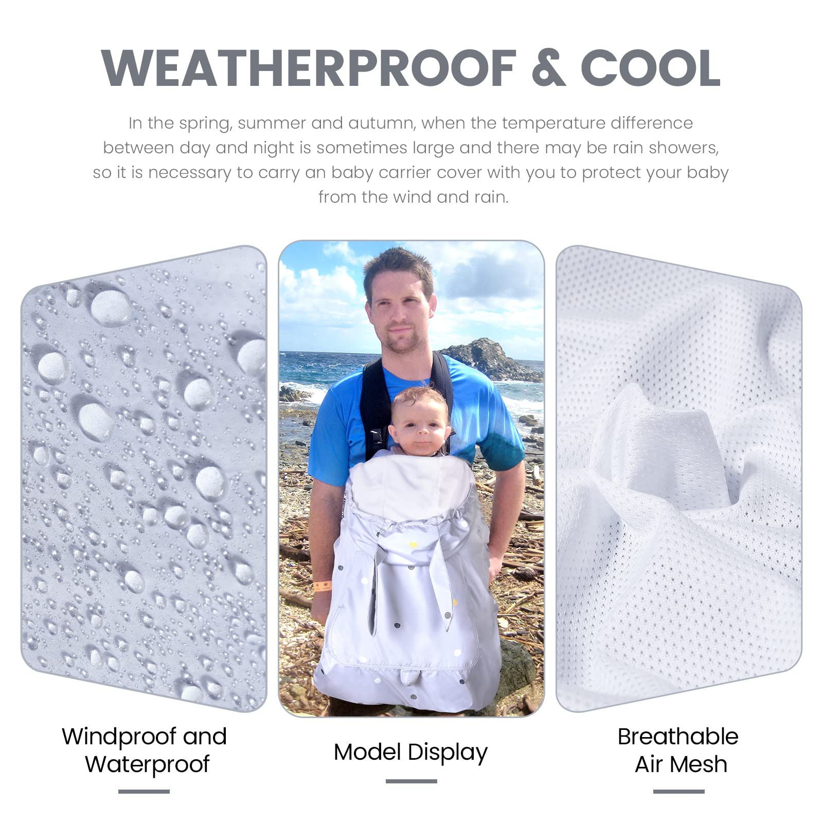 Orzbow universal-fit carrier cover easily attaches to most carriers.