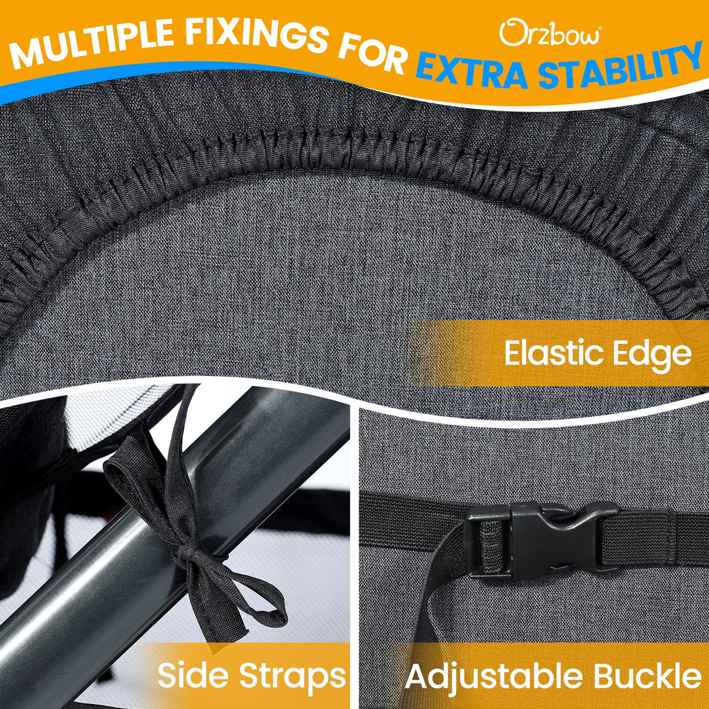 Orzbow universal-fit design with elastic edging secures on most strollers.