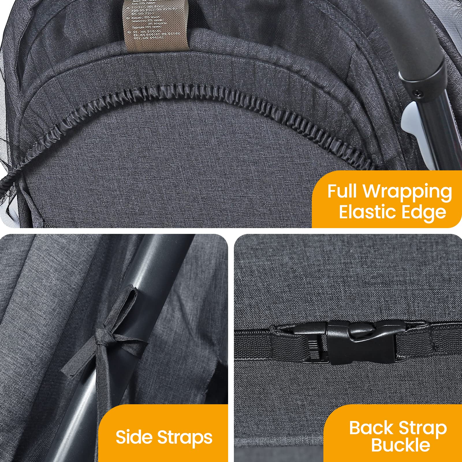 Orzbow universal-fit net adapts to most strollers and car seats.