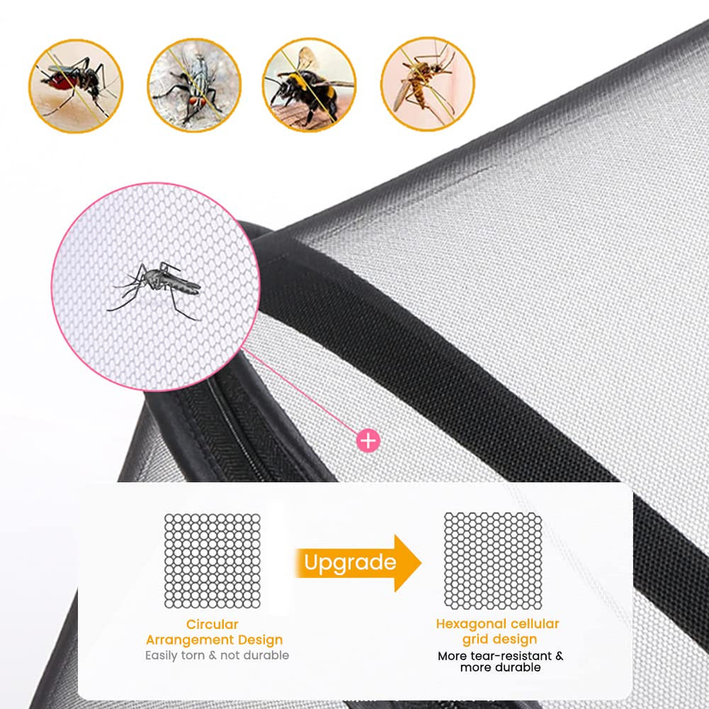 Orzbow mosquito net zipper detail enables easy access while keeping baby covered.