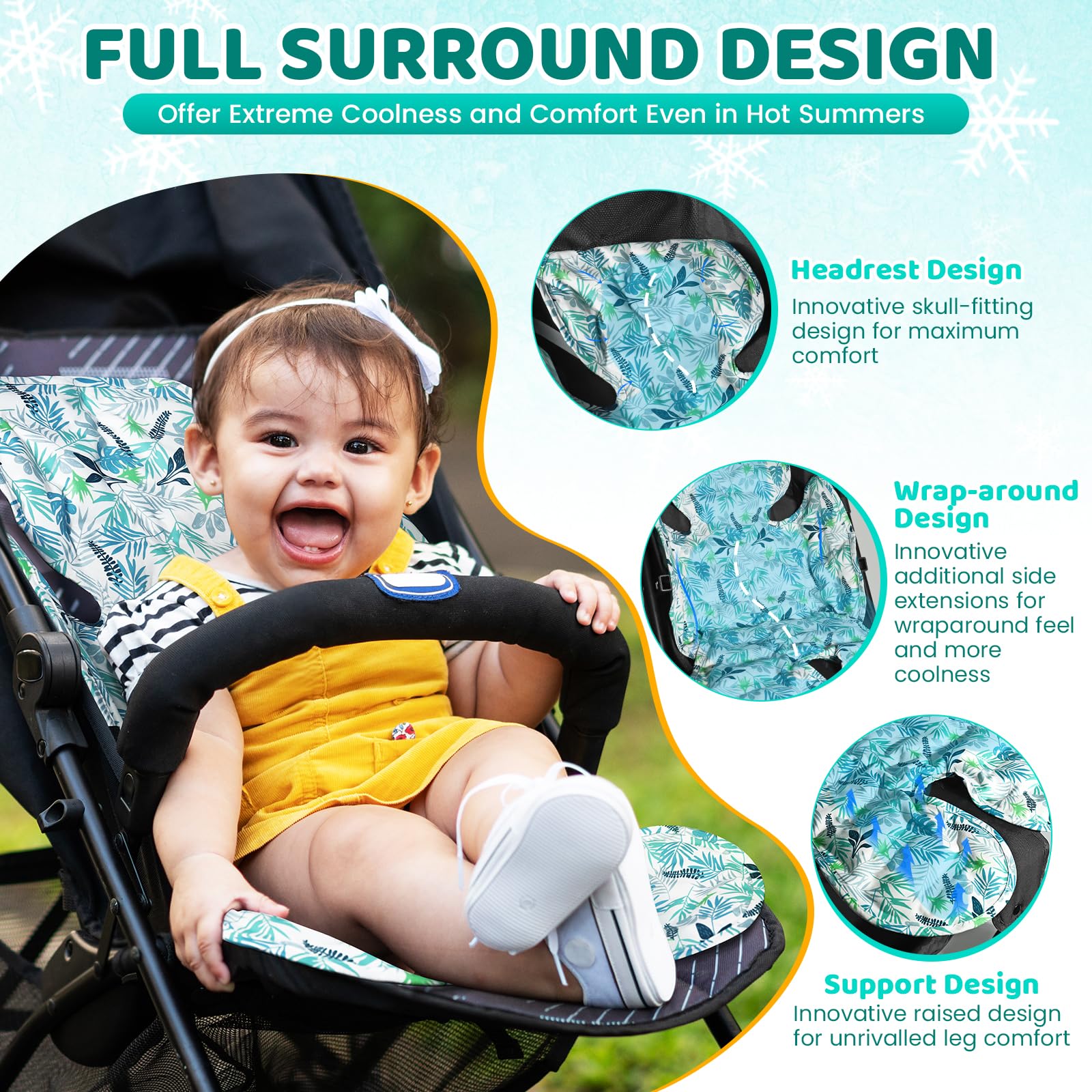 Orzbow universal stroller cooling pad folded for compact storage in carry bag