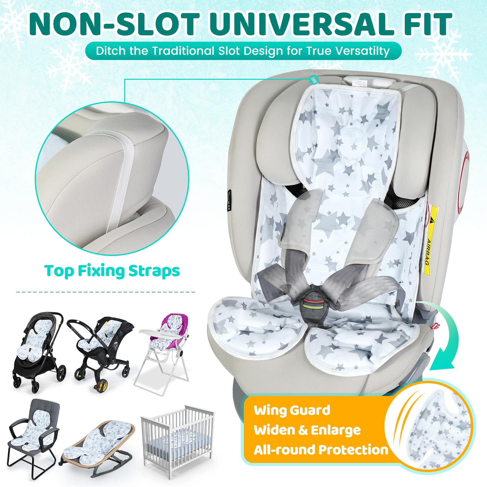 Orzbow universal stroller cooling pad reversible fabric highlights dual-sided comfort.