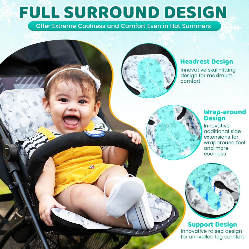 Orzbow universal stroller cooling pad side detail shows slim profile for travel.