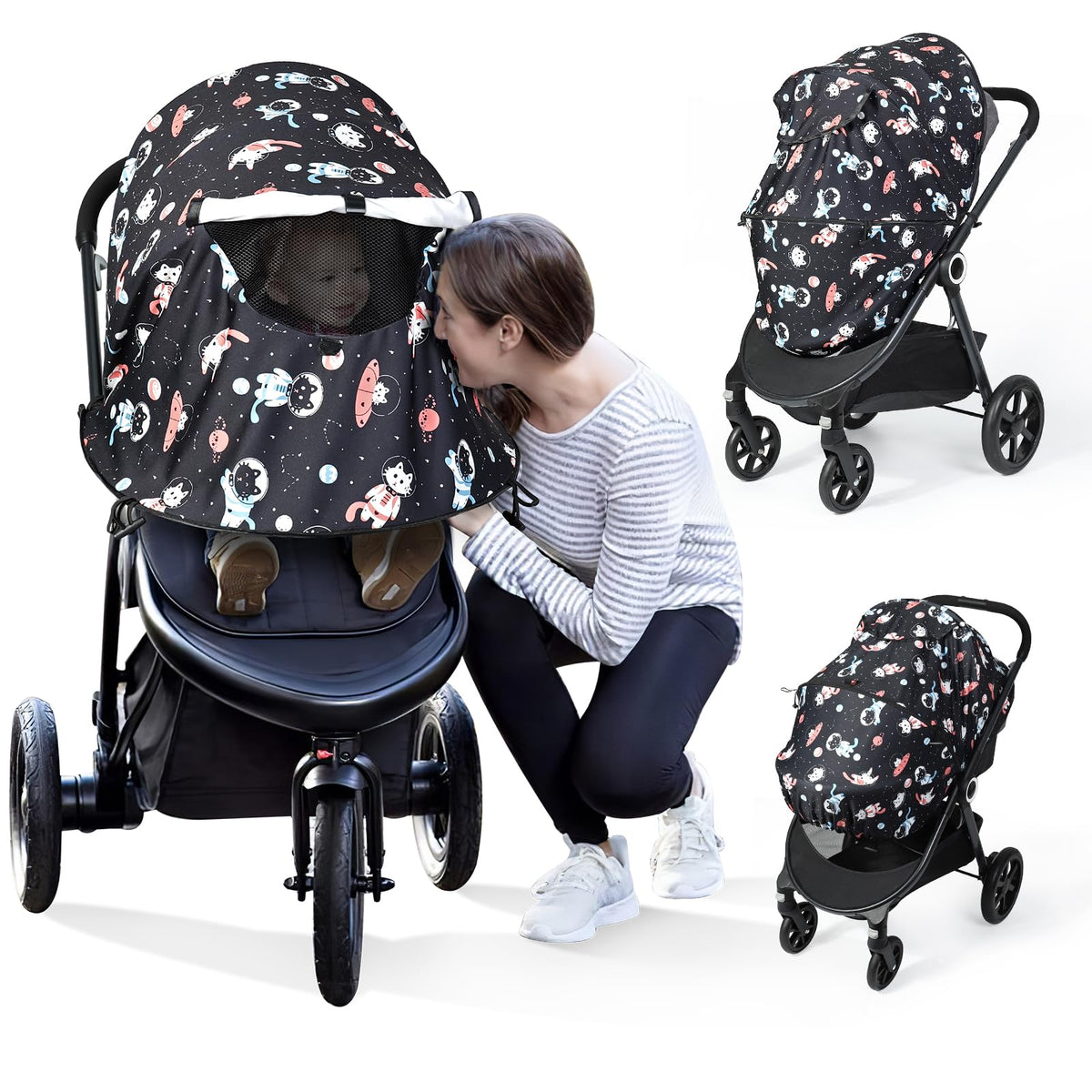 Orzbow universal sun shade front view for stroller with full-coverage protection.