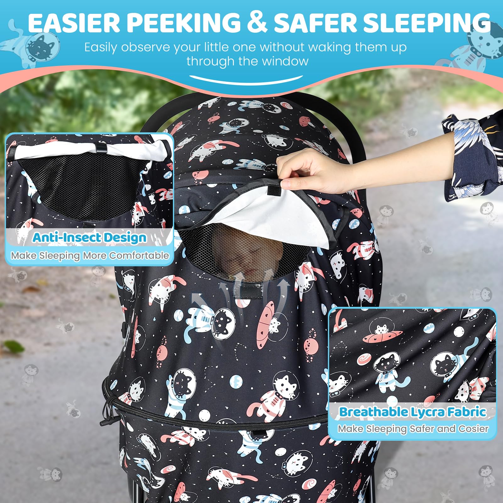 Orzbow universal sun shade UPF50+ fabric blocks UV rays while keeping fabric breathable.