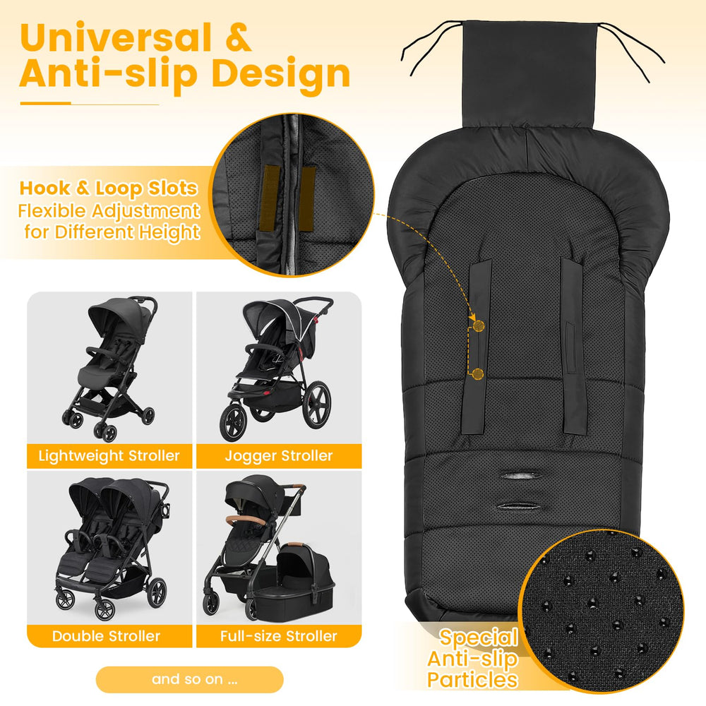 Orzbow Warm Bunting Bag anti-slip-back keeps the footmuff securely in place.