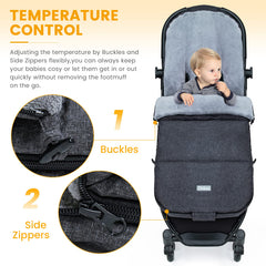 Orzbow Warm Bunting Bag back view highlighting snug L-shaped design for secure seating.