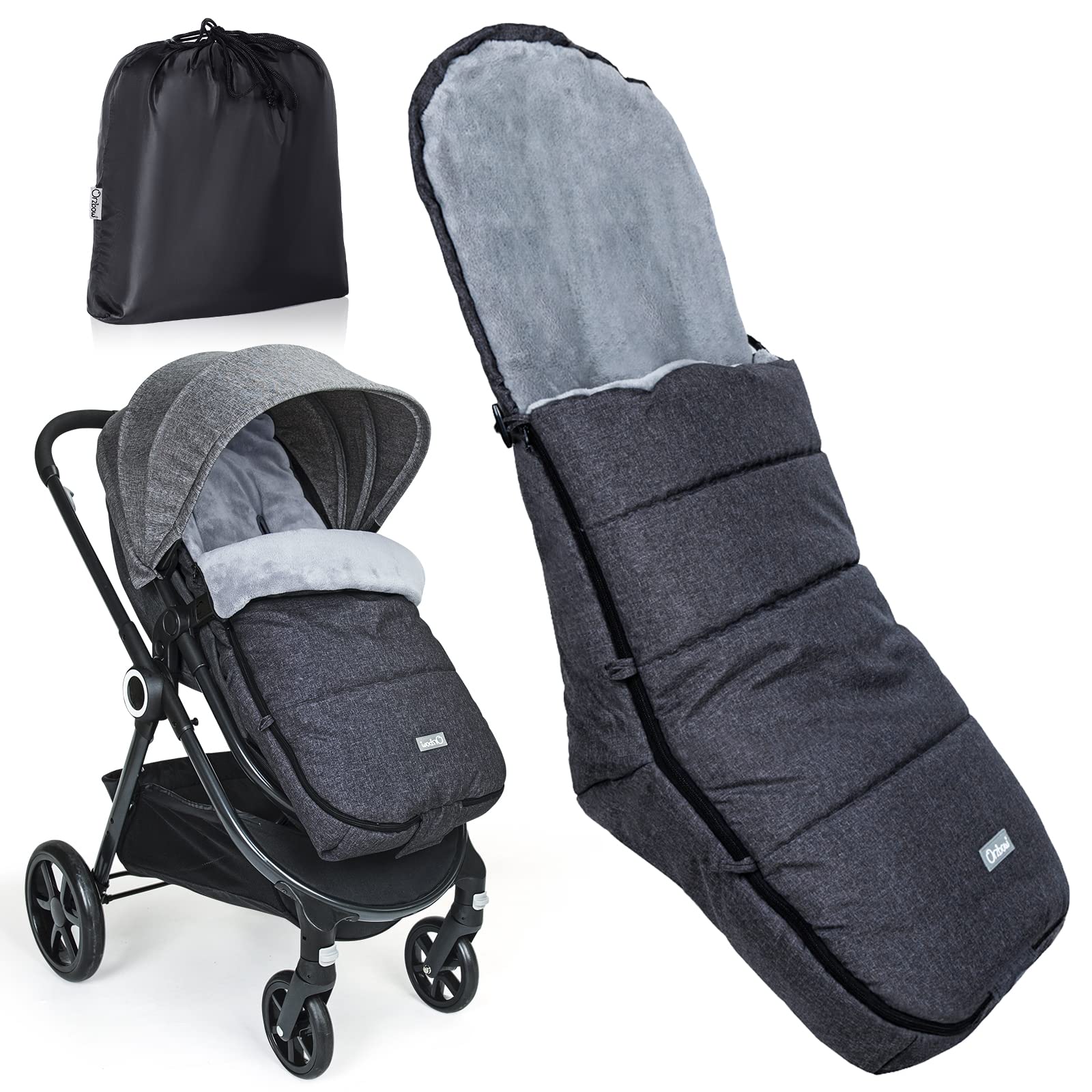 Orzbow Warm Bunting Bag front view with waterproof exterior for winter outings.