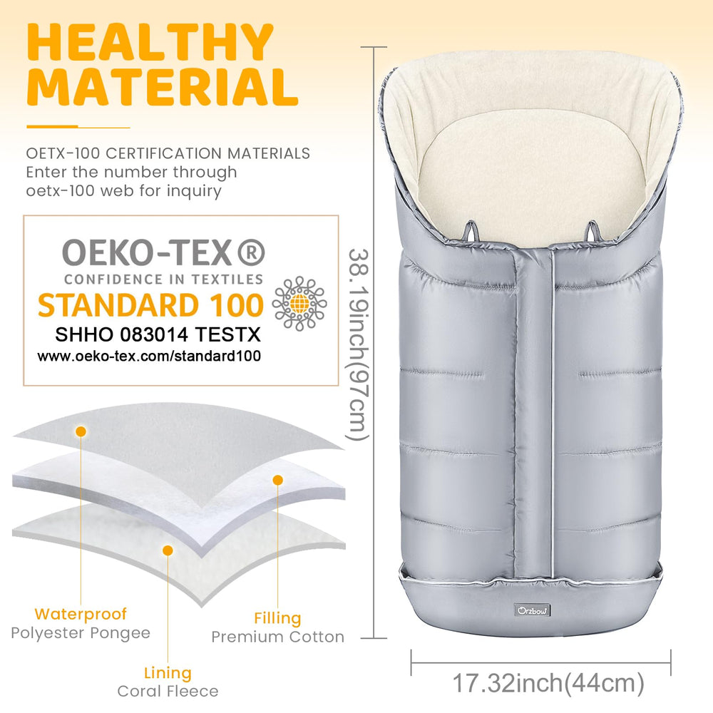 Orzbow warm bunting bag reflective strips improve visibility during low-light stroller trips.
