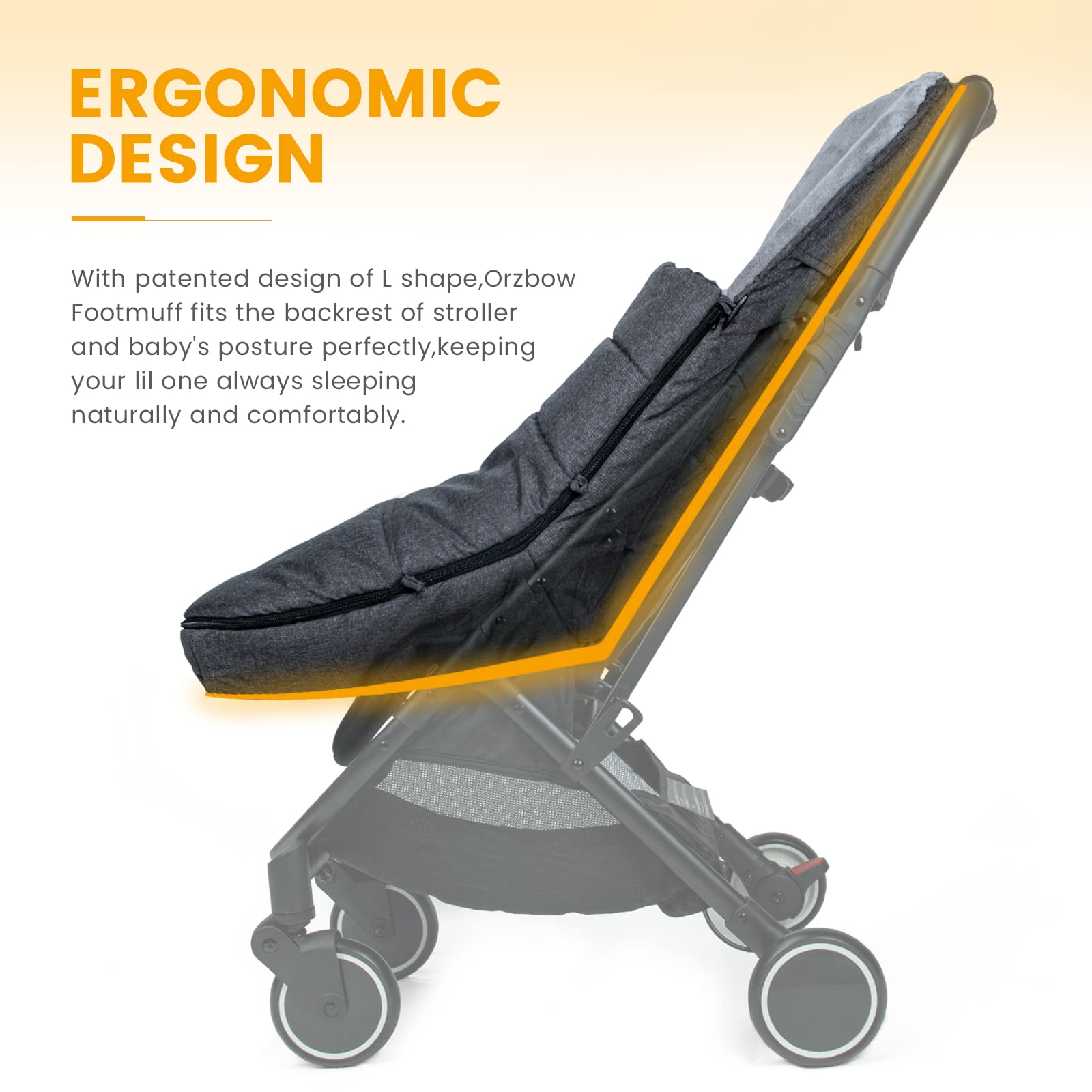 Orzbow Warm Bunting Bag side view showing full-body warmth and stroller fit.