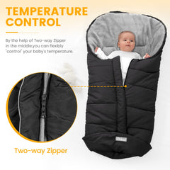 Orzbow Warm Bunting Bag triple-layer-insulation preserves warmth during outings.