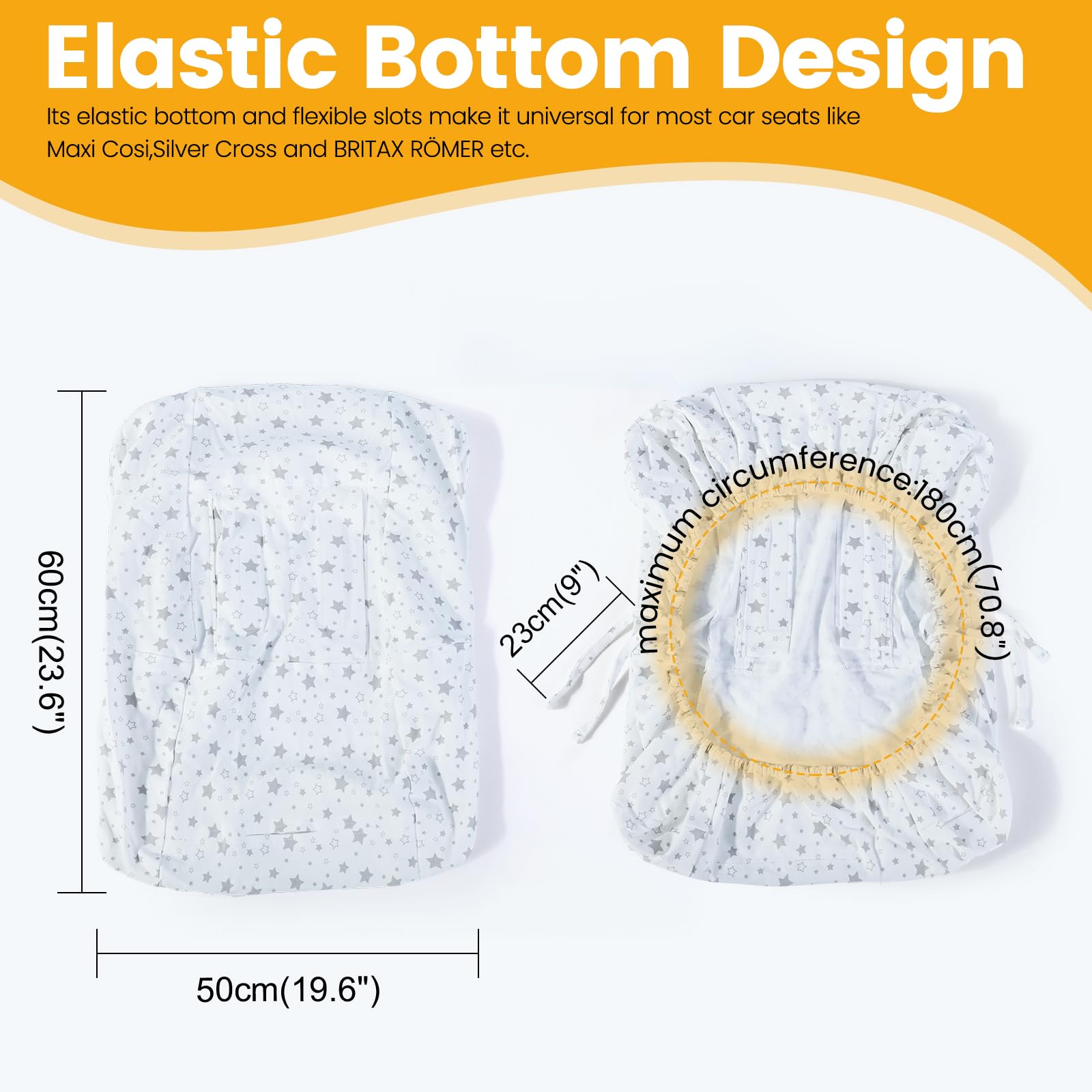 Orzbow white car seat cover closeup highlights clean, bright aesthetic.