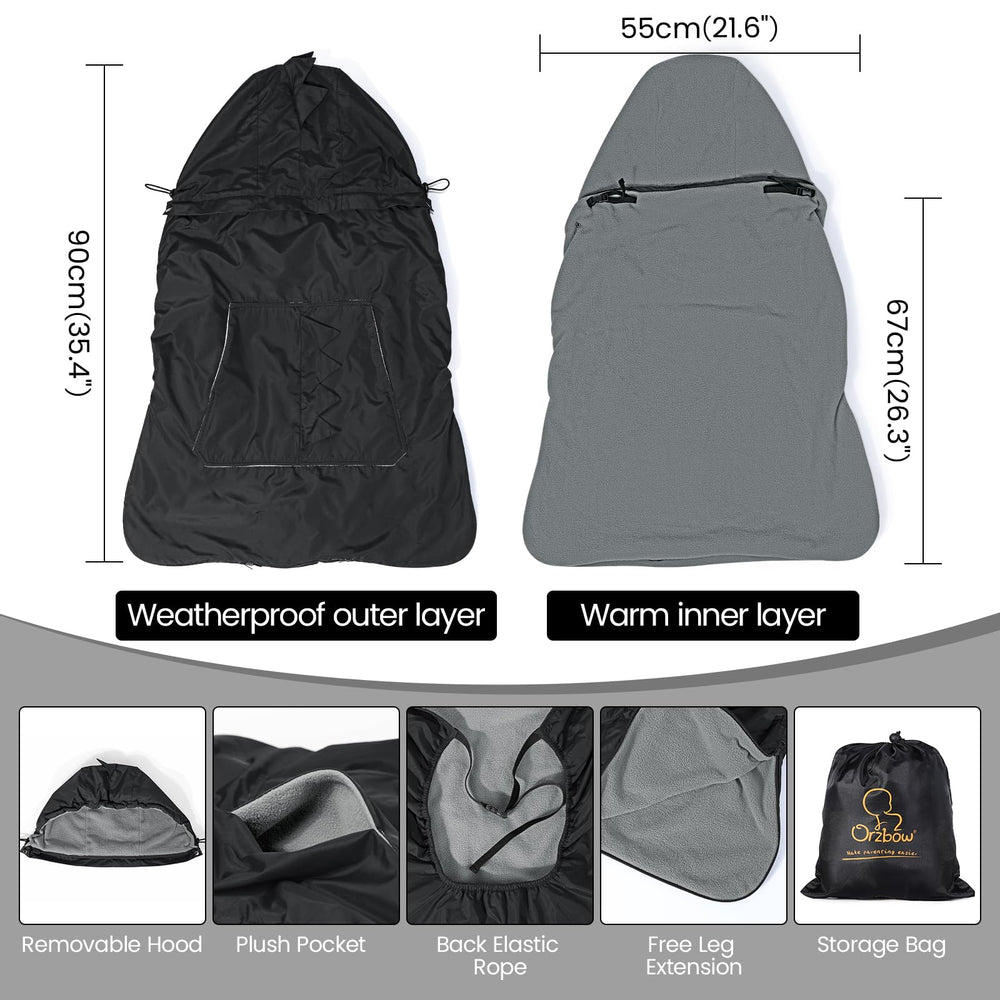 Orzbow windproof and waterproof exterior protects baby from wind and rain.