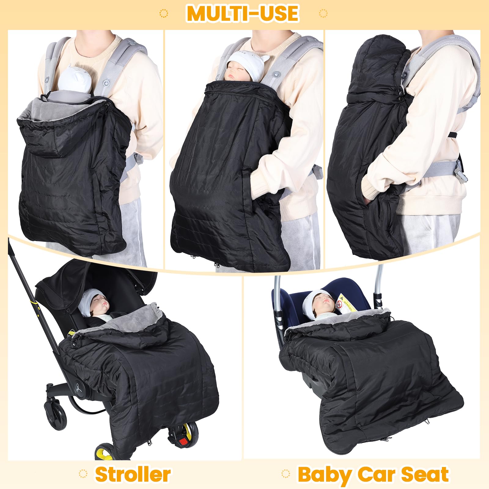 Orzbow Coral Fleece liner keeps the baby warm on cold days