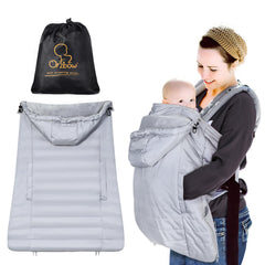 Orzbow winter baby carrier cover with removable drawstring hood for adjustable warmth