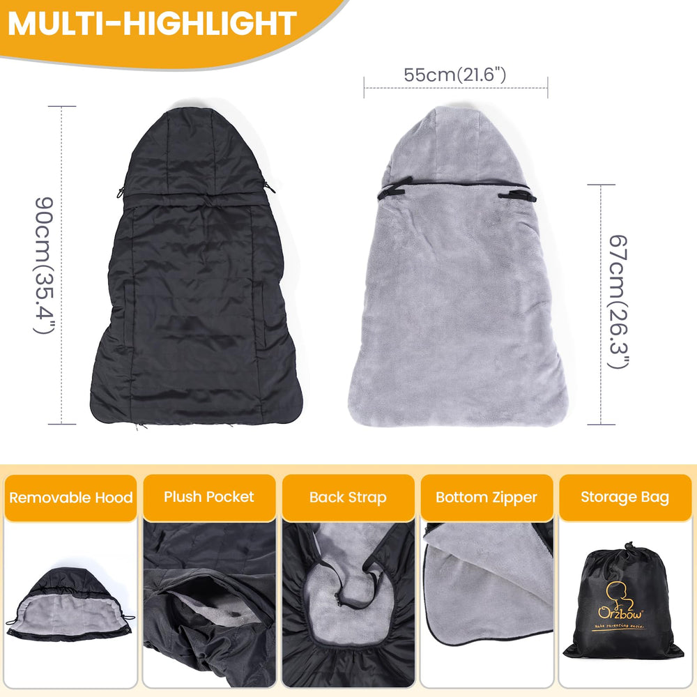 Orzbow waterproof outer fabric shields baby from rain and wind
