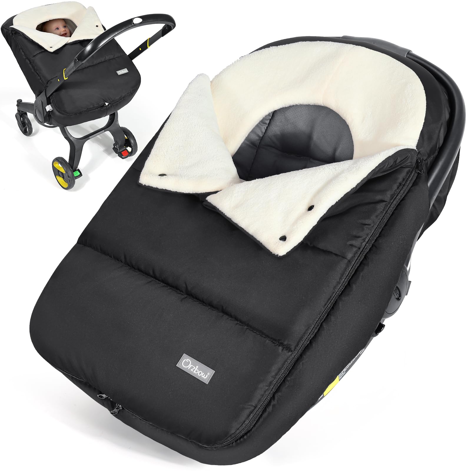 Orzbow winter car seat cover baby, snug fit for winter warmth and easy installation.