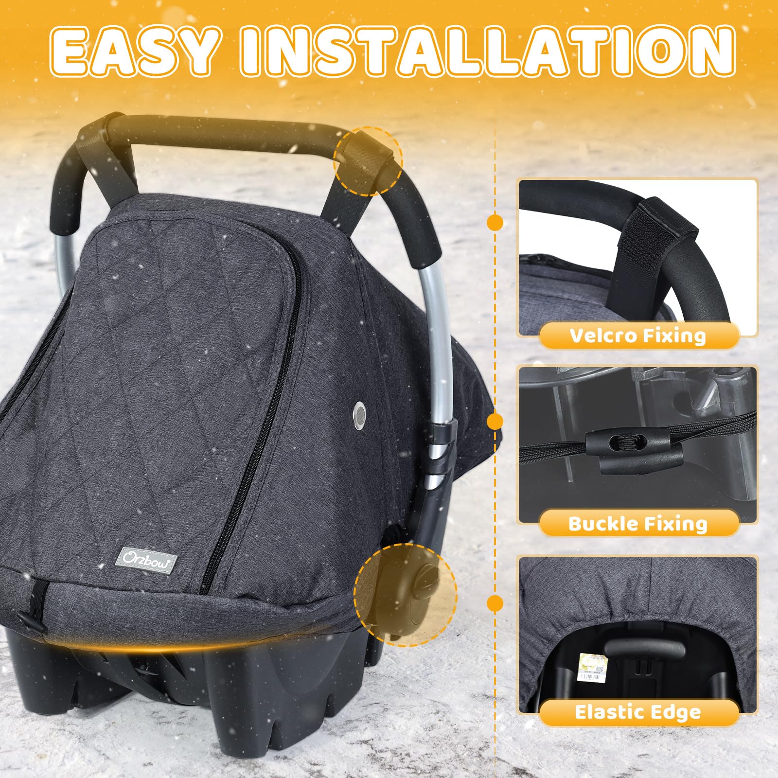 Orzbow Winter Carseat Cover is machine-washable for easy winter maintenance.