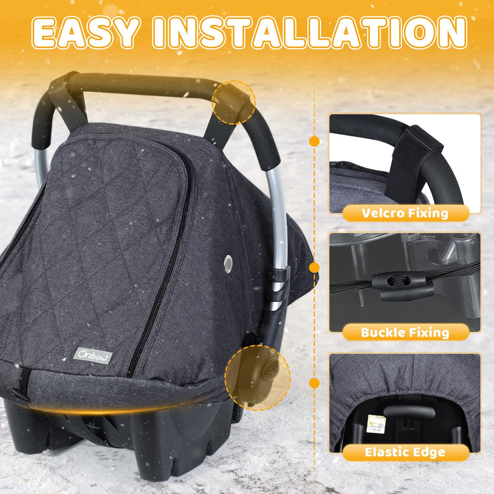 Orzbow Winter Carseat Cover is machine-washable for easy winter maintenance.
