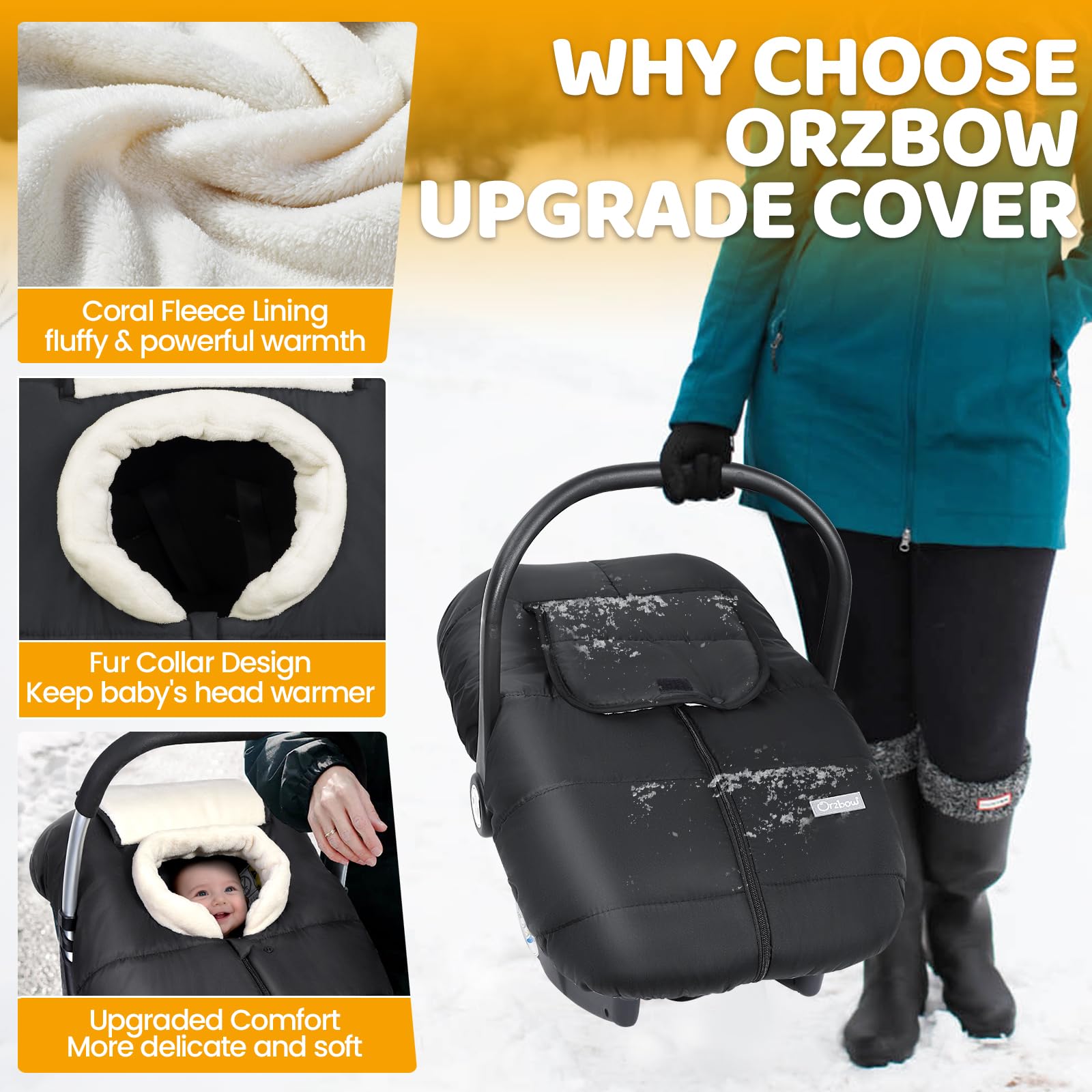Orzbow Coral fleece lining provides cozy warmth for cold car rides.