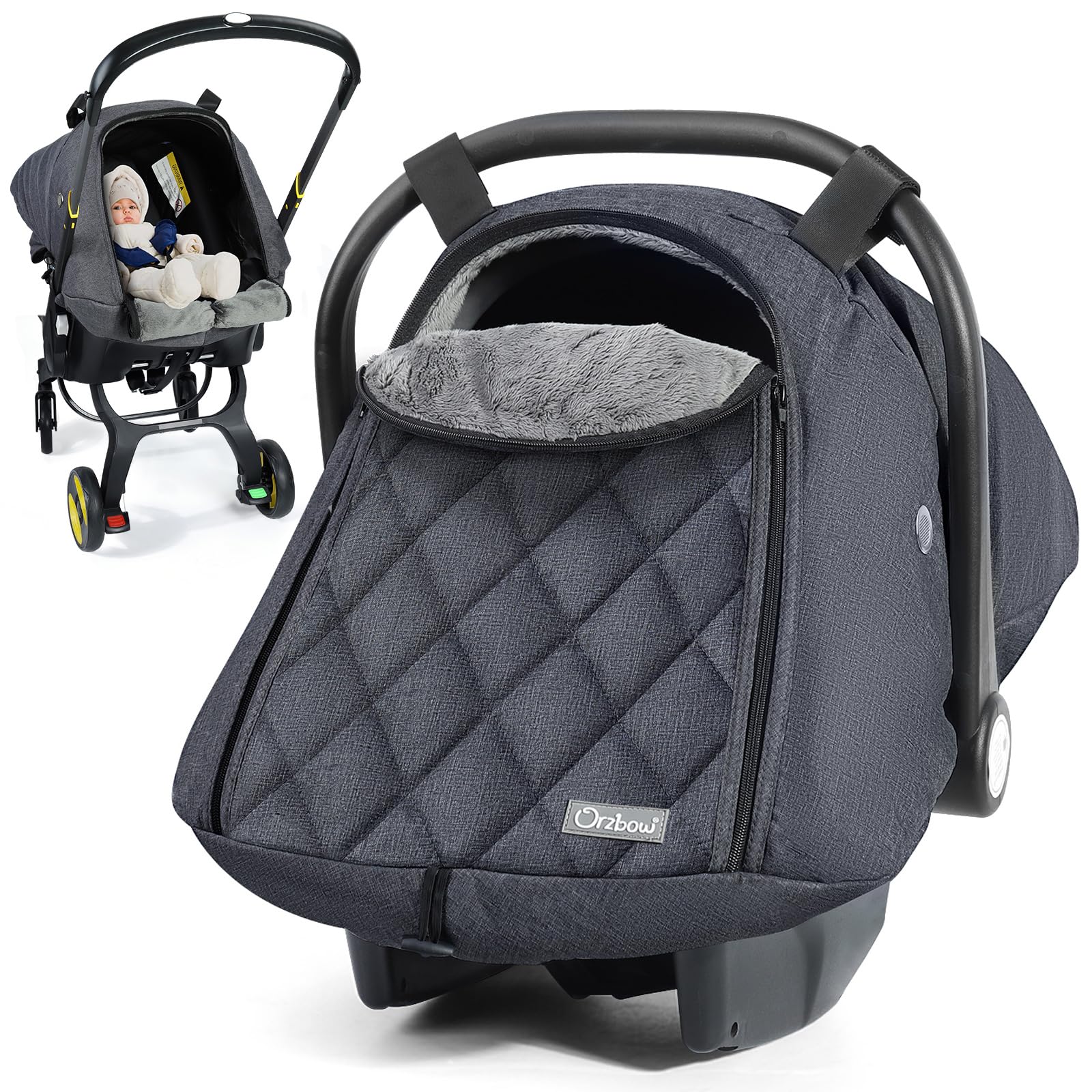 Orzbow Winter Carseat Cover shows soft velvet lining for cold commutes.